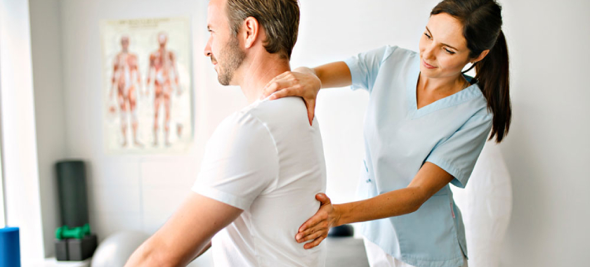 a person receiving back massage